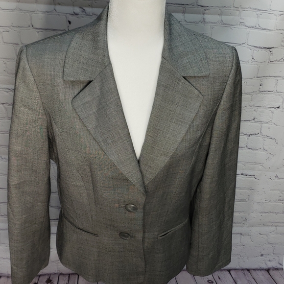 Tahari Suit Skirt Blazer Size 12 Gray - Picture 2 of 14